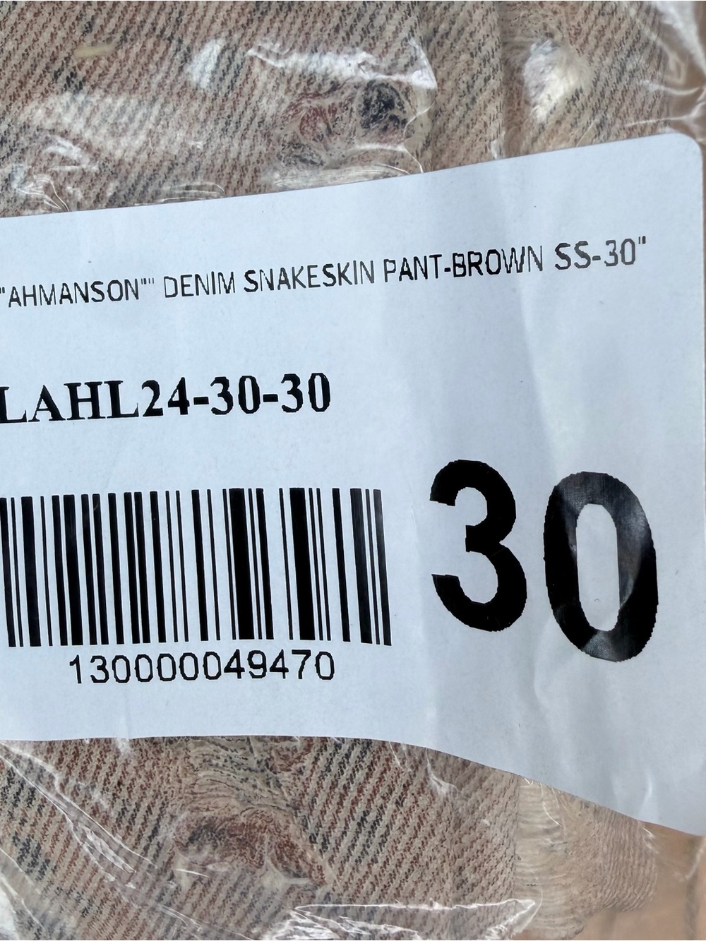 LIFTED ANCHORS HMANSON' DENIM SNAKESKIN PANT- BROWN Men’s 30 - Picture 7 of 7